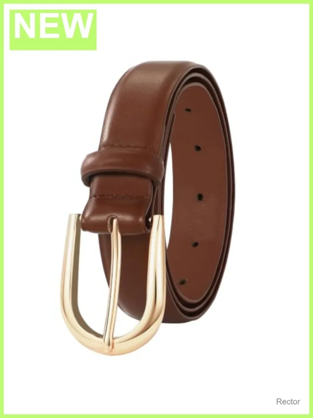 Faux Leather Women's Dress Belt with Gold Buckle